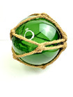 Vintage Deep Green Glass Ball Fishing Net Float Buoy Nautical Hand Blown 9 