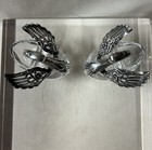 Antique Vintage Ab Sterling Silver Crystal Pair Of Swan Salt Sellers