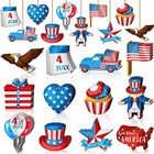 36 Pcs 4th Of July Ornament For Tree Red White And Blue Patriotic Wood Hanging D