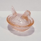 Light Pink Glass Miniature Hen On Nest Salt Cellar Trinket Dish