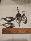 Lot Of 4 Vintage Fishing Spoons  Metal Chrome With Single Hook
