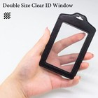 2 Pack Double Sided Clear Badge Holder With Lanyard Pu Leather Id Badge Name    