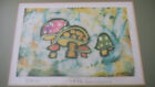Edith Cummins New Orleans Artist Framed Mushroom toadstool Batik 11 25 X 9 25 In