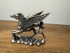 Unicorn Figurine Pewter Signed Gift Pegasus Vtg Fantasy Spirited Crystal Ball Uk