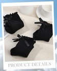 Syhood 6 Pairs Women Breathable Cotton Socks With Bow Ruffle Crew Black Color