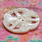 Large Antique Carved Pierced Pearl Shell Mop Button   Just Over 1-5 16  34mm