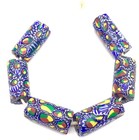 6 Rare Antique Dark Blue Venetian Millefiori African Glass Trade Beads- 1994