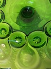 L E Smith Pedestal Moon And Stars Green Glass Cake Plate-- 50