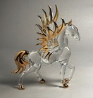 Pegasus Horse Hand Blown Art Glass Figurine Gold Trim 4 5 Inch Decor - Gift