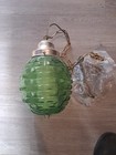 Vtg Mid Century  Green Crackle Glass Hanging Swag Pineapple Lamp Retro  New