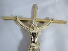 Vintage Inri Brass Gold Metal Crucifix 10  X 5  Wall Hanging Jesus On The Cross