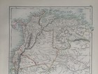 1897 Venezuela Colombia Ecuador Peru Antique Map A   C Black 123 Years Old