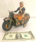 Vintage Hadson Gman Motorcycle Friction Toy  Japanese Tin Litho 10 In 
