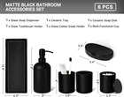 Gmisun Black Bathroom Accessories Set  6pcs Matte Black Bathroom Accessory Sets 