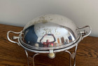 Antique 19th C  Victorian Silver Plated Roll Top Warmer Server With Initials