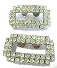 Vintage Rhinestone Shoe Buckles Rectangle Prong Set