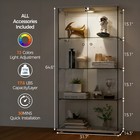 65 In Tall Display Cabinet  4-tier Tempered Glass Curio Showcase With Led Light