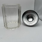 Vintage Glass Candy Jar Thick Glass With Metal Lid - 7  Tall Set Of 2