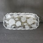 Vintage Crystal Clear Studios Chrysanthemum Frosted 15 5  Tray Bohemian Chic