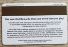 Hooters Casino Las Vegas Owl Rewards Club Black Slot Card