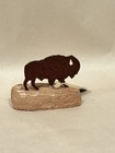 Lazart Collector Series American Bison Buffalo Metal Art On Sandstone Base W tag