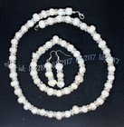 Genuine 8-9mm Natural White Freshwater Pearl Necklace Bracelet Earrings Set