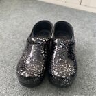 Dansko Clogs Pewter Black Slip Ons Shoes Nurse Leopard Patent Size 37
