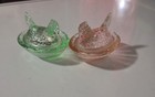 Vintage Hen On Nest Salt  Green   Pink