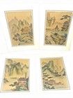 Vintage Chinese Asian Hand Painted Calligraphy Landscape Painting Art Set Of 4