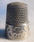  1267 Bright-cut Design  Sterling  Silver Thimble - Simons Bros  size 10 c1880 s
