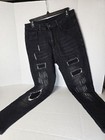 Women Ripped Dark Denim Skinny Leg  Jeans Size M