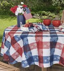  Round Fabric Tablecloth  70 Inch  American Tossed 70   round  Red  White  Blue