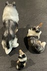 3 Pc Vintage Bone China Collie Family  Miniature Dog 