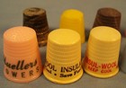 Lot Of 13 Vintage Plastic Thimbles  Seven Are Advertisers 