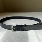 Vintage 90s Black Cowhide Leather Belt With Silver Buckle Made In Usa Medium 