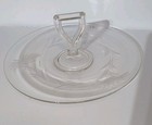 Etched Floral Clear Glass Tidbit Tray Serving Dish Vintage Center Handle