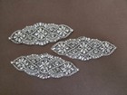 3 Diy Applique Parts Silver Clear Rhinestone Pearl Diy Trim