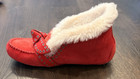 Ugg Poler Fully Lined Suede Wool Moccasin Slippers Lipstick Red Size 10 Us