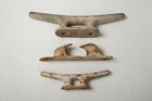 Lot Of 3 Vintage Nautical Mooring Cleats  a2l  Rope Angled Cast Iron Galvanized