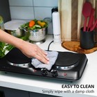 Double Burner Electric Stove Cast Iron Hot Plates Cooktop Kitchen Black Ovente