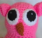 Owl Crocheted Plush Handmade Amigurumi Stuffed Animal Bird Pink Pocket Big Eyes