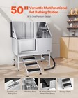 Vevor 50 Inch Dog Grooming Bath Tub Stainless Steel W Stairs Water Filter Left
