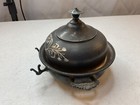 Antique Silver Providence Co Silver Plate Dome Butter Warmer Floral Etched