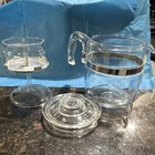 Pyrex 7756 4-cup Glass Percolator Coffee Pot Clear silver W Lid Basket Stem