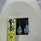 Native American Navajo Sterling Silver Turquoise Mop Dangle Drop Earrings