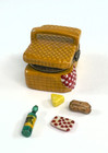 Porcelain Hinged Trinket Box Picnic Basket With Napkin Bread Wine Cheese
