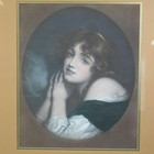 Framed Lithograph Print Young Woman Innocence Victorian Era Ornate Frame