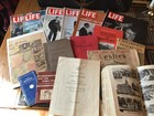 Huge Vintage Paper   Ephemera Lot     Magazines  Documents  Stamps  Photos   More