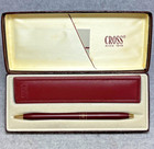 Cross Ladies Matte Burgundy   23k Gold Pen  2242  W  Leather Holder  Box  Papers