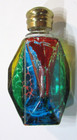 Empty Old Miniature 2 5  Perfume Bottle Italy Multicolor Stained Glass Diamond